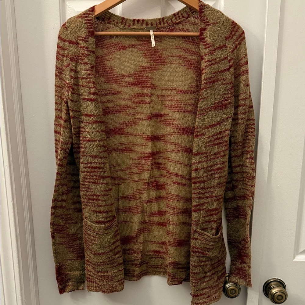 FP Beach Red & Brown Striped Cardigan